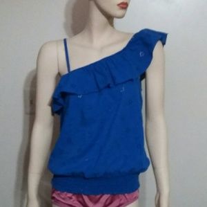 "izByer" blue tank shirt.